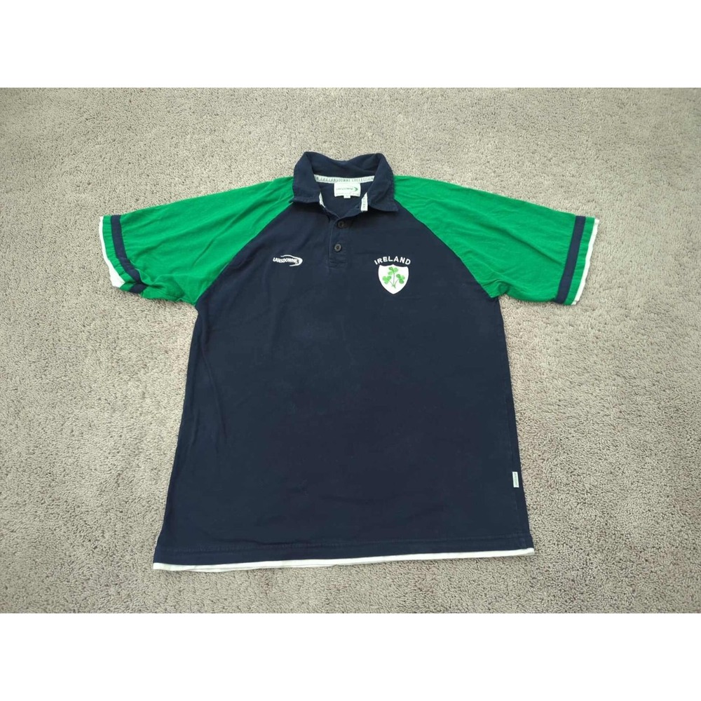 Lansdowne Polo Shirt Men's XL Ireland Navy‎ Green Rugby Raglan